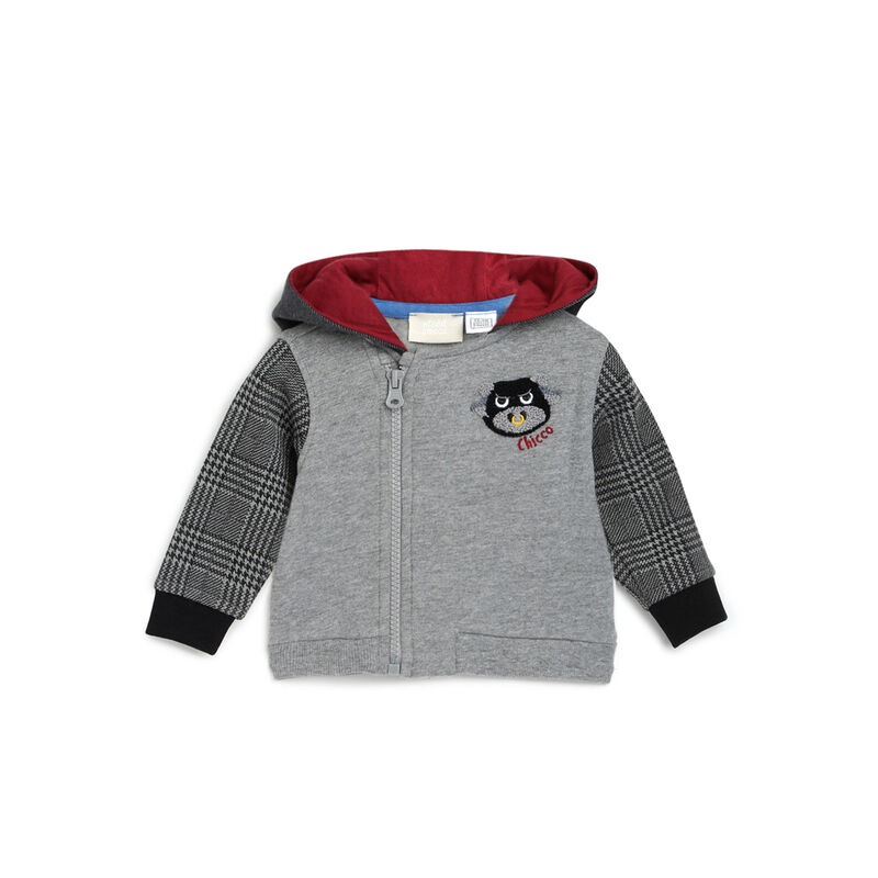 Boys Medium Grey Solid Cardigan image number null